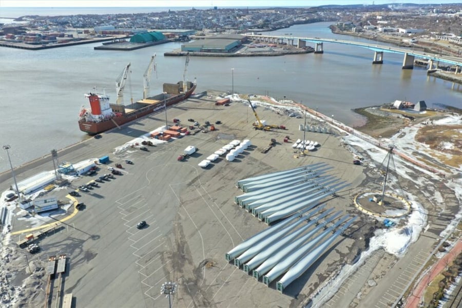 Wind Turbine Blades for the Tobique Wind Project at Port of St. John, NB