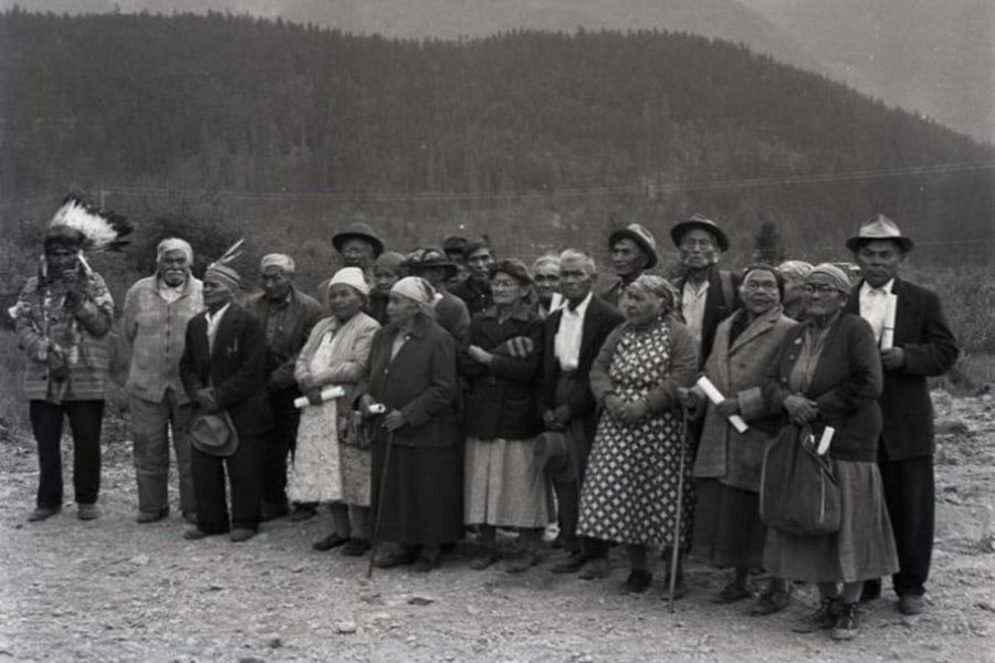 Lil'wat Elders with Mount Currie in the background